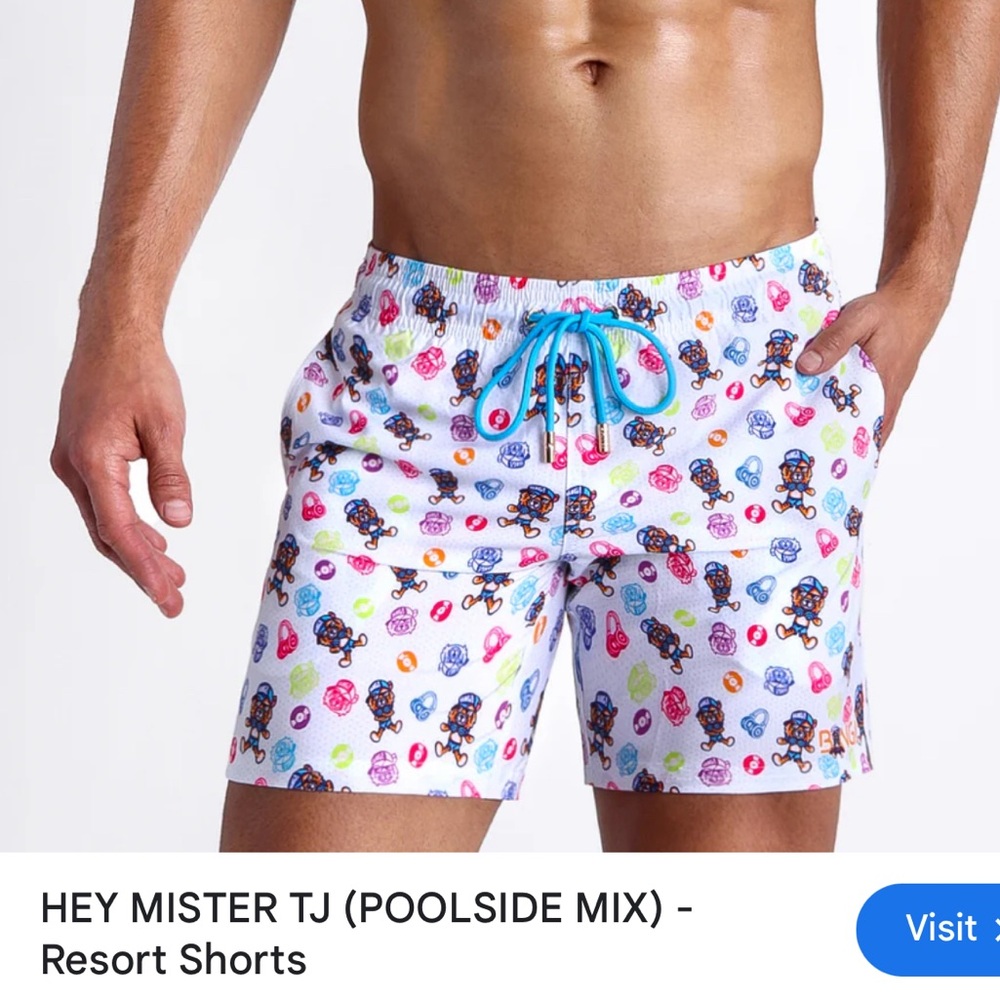 BANG Miami Large Hey Mister TJ Pool Side Mix Resort Swim Trunks Shorts Orig $108